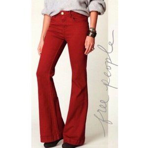 Free People Free Red Flare Denim Boho 70s 61855-16515125 - Size 27 Woman